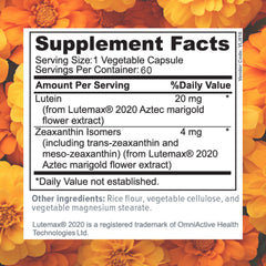 Focus Vision Supplements lutein capsules pack may help protect eyes from blue light during screen time.