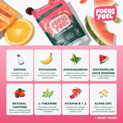 FocusFuel Energy Chews ingredients panel with Alpha GPC and L-Theanine.