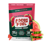 FocusFuel Energy Chews watermelon bottle for portable, smooth energy on the go.