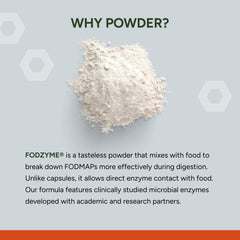 FODZYME lactase enzyme action supports lactose-tolerant eating experiences.