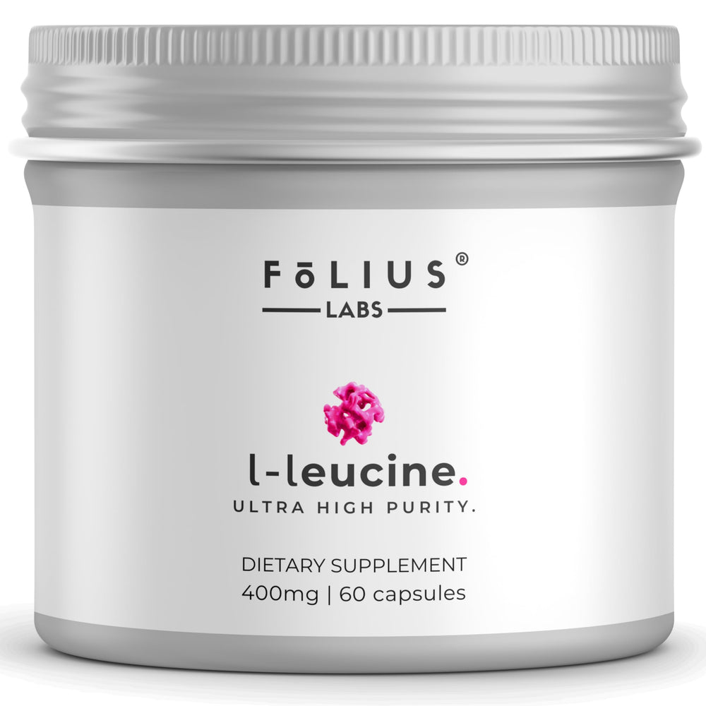 FOLIUS LABS L-Leucine powder with scoop for clean label lean muscle support