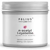 FOLIUS LABS NAC 600mg capsules in bottle for daily respiratory and immune support.