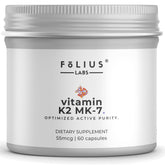 FOLIUS LABS Vitamin K2 MK-7 55mcg bottle for potential bone and heart health support