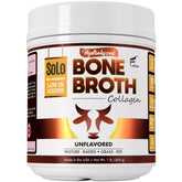 FOLONA Solo bone broth powder canister on kitchen shelf, convenient protein for busy days