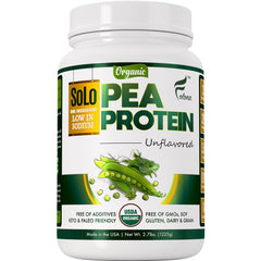 Folona Solo Organic Pea Protein Isolate canister for smooth, unflavored shakes.