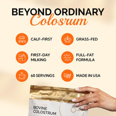 Folqs Bovine Colostrum Powder dissolving in a glass shows smooth mixing for beverages.