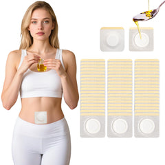 FonPeak castor oil patch on belly button, compact and travel-friendly.