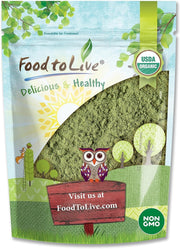 Food to Live alfalfa powder bag front shows organic non-GMO greens for daily use