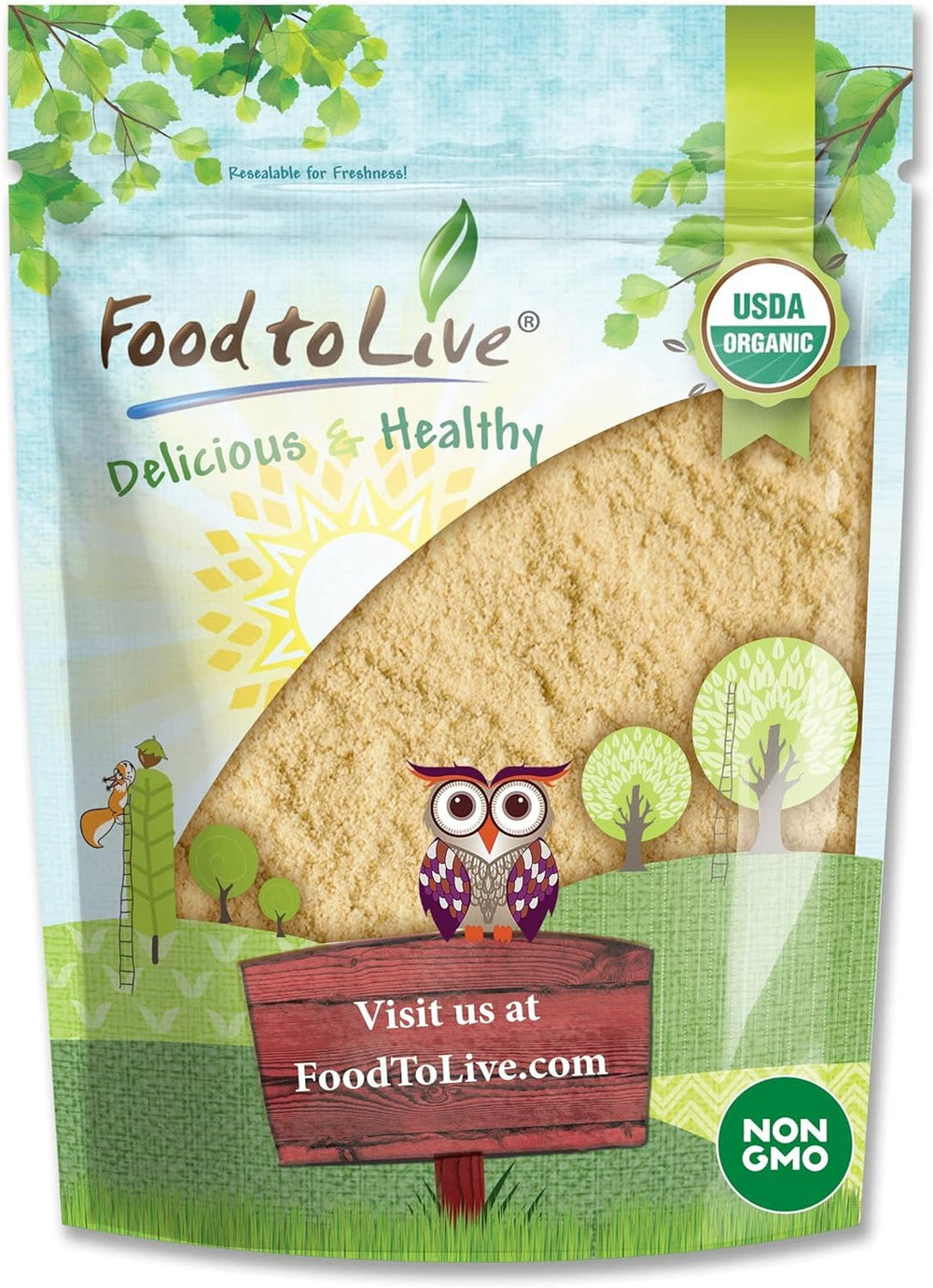 Food to Live Lion's Mane Powder jar front highlighting organic, vegan-friendly superfood.