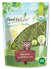 Food to Live Organic Alfalfa Powder bottle pour for easy smoothie addition