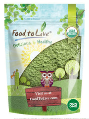 Food to Live wheatgrass powder in bag front for daily smoothies