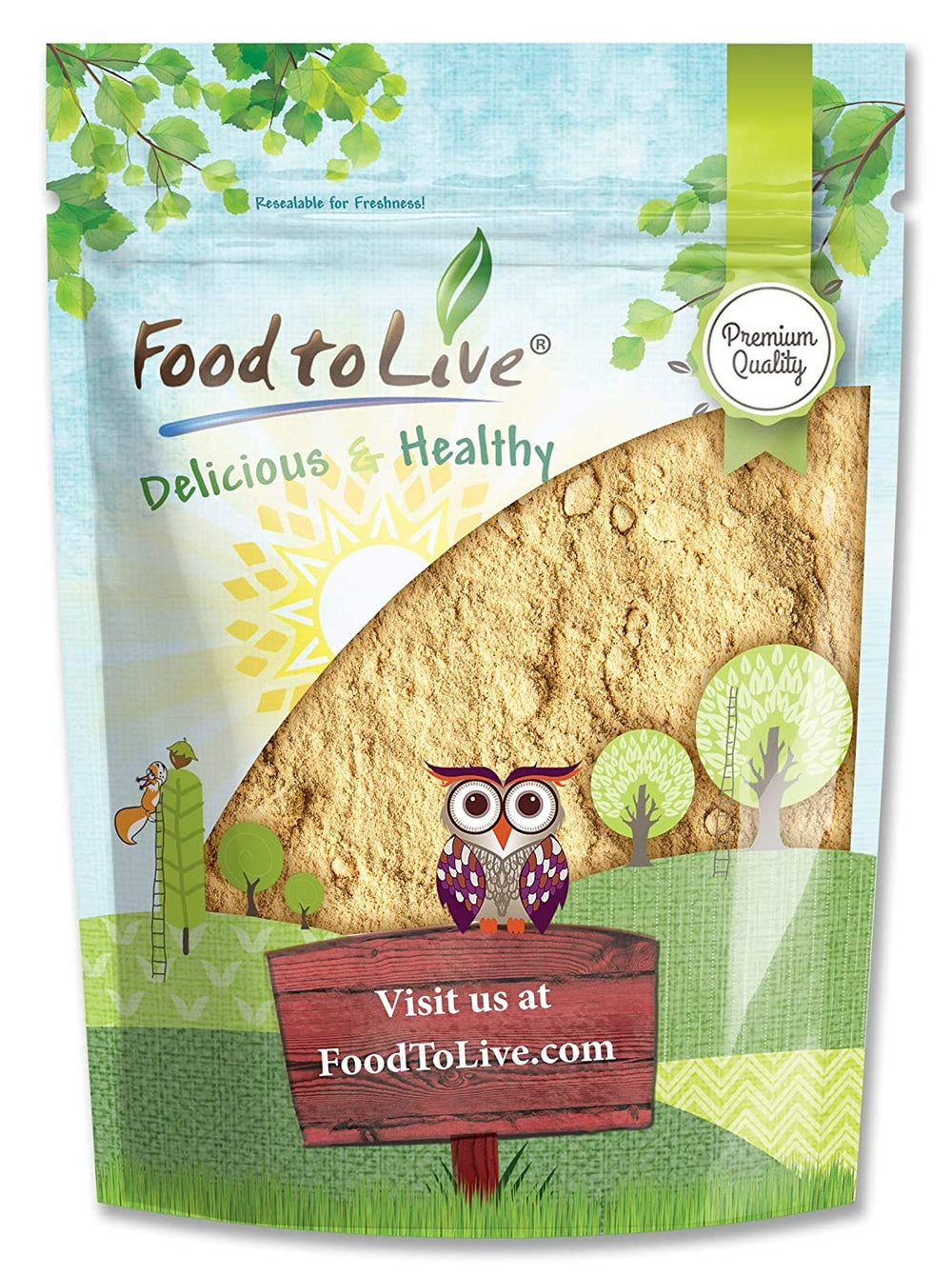Food to Live Yellow Maca Powder packaging front, ideal for daily nutrition boost.