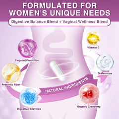 FoodiMed Probiotics for Women capsules inside bottle ready to take