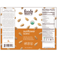 Foods Alive Sunflower Lecithin Liquid pour, blends smoothly into smoothies and batters.
