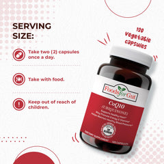 Foods For Gut CoQ10 200mg label closeup highlighting ubiquinone form