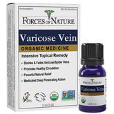 Forces of Nature Varicose Veins Treatment bottle shows organic formula for leg comfort.
