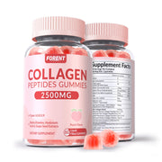 Forent collagen gummies peach bottle shown for daily beauty routine and sugar-free support.