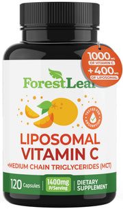 ForestLeaf liposomal vitamin C bottle front view highlighting high-dose capsules for immune support.