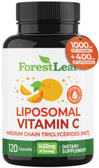 ForestLeaf liposomal vitamin C bottle front view highlighting high-dose capsules for immune support.