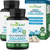 ForestLeaf multi-collagen pills bottle shown for daily skin and joint support.