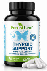 ForestLeaf Thyroid Support bottle with capsules supports steady daily energy.