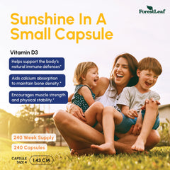 ForestLeaf Vitamin D3 50k label highlights weekly 50,000 IU dose for consistent levels
