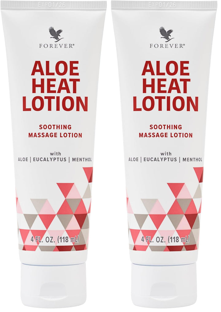 Forever Living Aloe Heat Lotion bottle with menthol and eucalyptus for soothing comfort