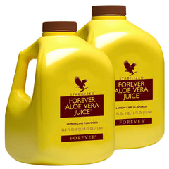 Forever Living Aloe Vera Juice Lemon Lime bottle front shows a refreshing daily option for digestion support