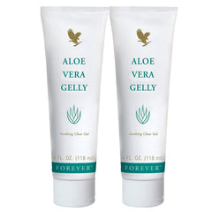 Forever Living Aloe Vera Gelly bottle shows pure gel for daily skin hydration.