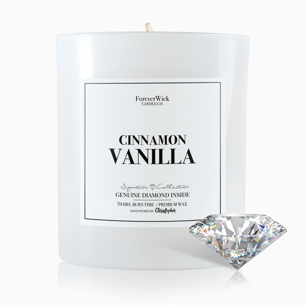 ForeverWick Cinnamon Vanilla Candle jar creates cozy ambiance with warm spice notes.
