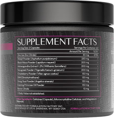 Formulation Factory She's Obsessed capsules closeup featuring Shilajit, Maca, and Ashwagandha.