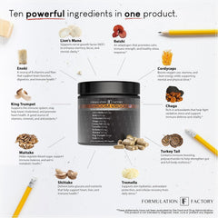 Formulation Factory Shroom Vroom label detail with ingredients overview.