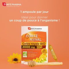 Forté Pharma Organic Royal Jelly 2000mg Tasmanian honey close-up evokes restorative properties