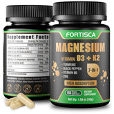 FORTISCA bottle label close-up for high-absorption magnesium support.