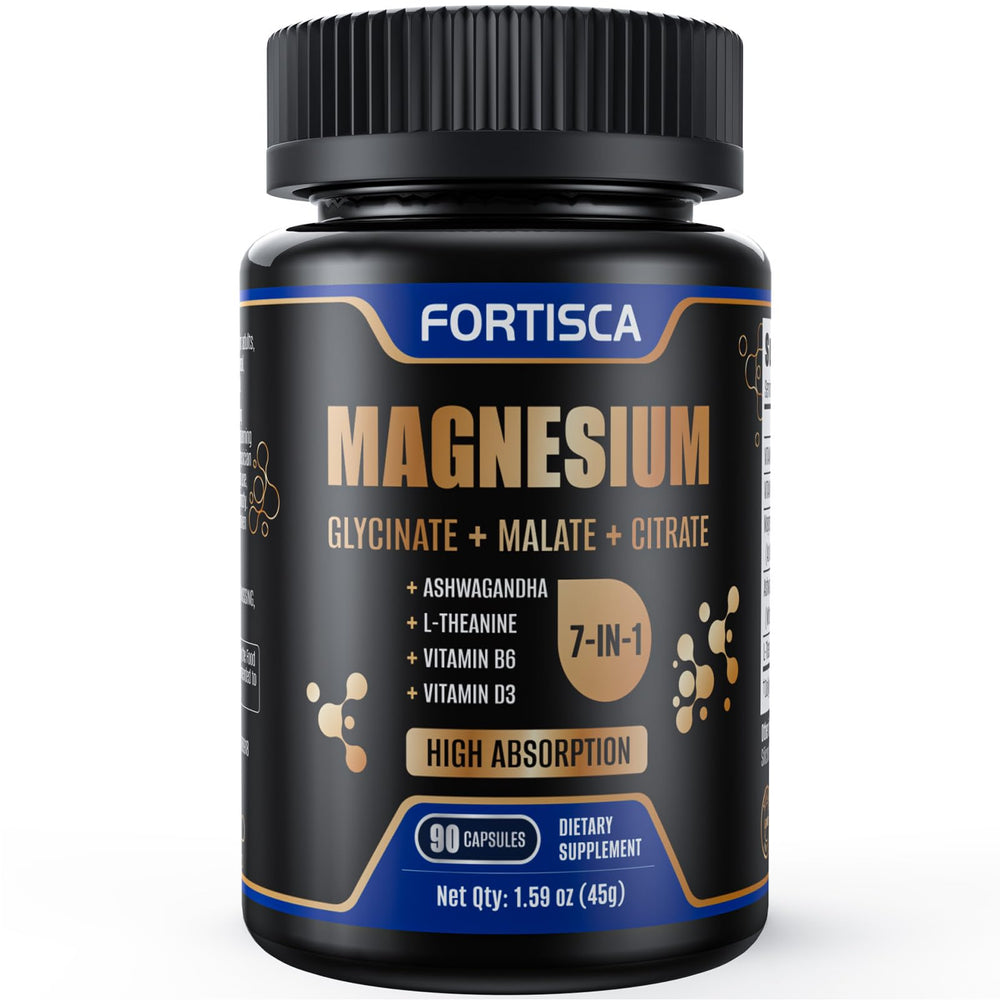 FORTISCA Triple Magnesium bottle promoting high‑absorption magnesium for daily wellness