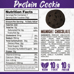 Forzagen Midnight Chocolate cookie close-up showing vegan ingredients and chocolate chips
