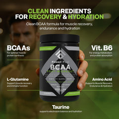 Fossil Fuel bcaa powder honeydew watermelon pour showing quick hydration potential.