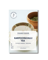 FounditGood Karpooravalli Tea pack close-up with fresh leaves for a calming ritual