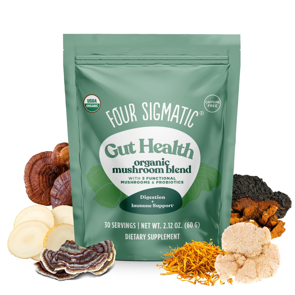 Four Sigmatic Gut Health Blend bag front promoting daily immune wellness