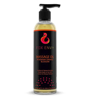 Fox Envy orange blossom massage oil bottle pour for quick coverage and scent.