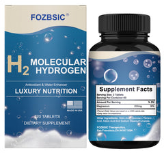 FOZBSIC Hydrogen Water Tablets packaging front shown for easy stock and travel.