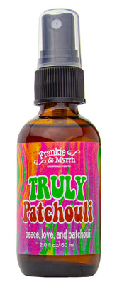 Frankie and Myrrh Truly Patchouli spray bottle close-up for instant ambiance