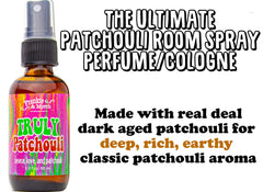 Frankie and Myrrh Truly Patchouli spray label close-up highlighting handmade USA origin