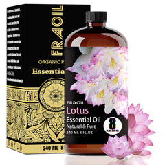 FRAOIL Lotus Essential Oil bottle for premium aromatherapy and relaxation.