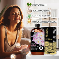 FRAOIL Lotus Essential Oil with dropper enables precise diffuser use.