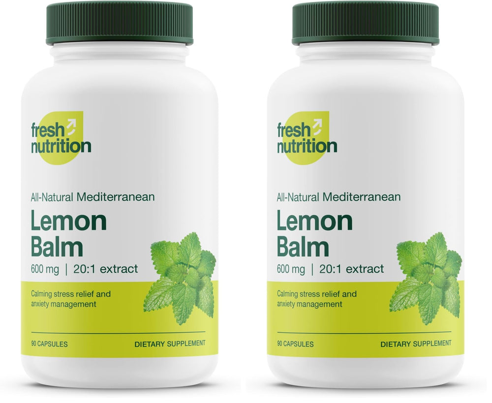 Fresh Nutrition Lemon Balm Extract capsules front view for daily use