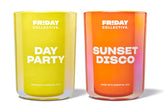 Friday Collective Day Party candles in a bright jar, perfect for daytime entertaining.