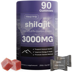 Fristfei Shilajit Gummies bottle front, a convenient daily supplement for on-the-go use.