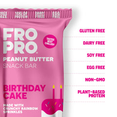 FRO PRO Birthday Cake bar closeup showing soft texture and natural sweetness.