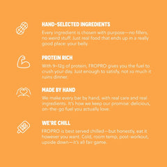 FRO PRO bar highlighting non-GMO ingredients and simple labels.